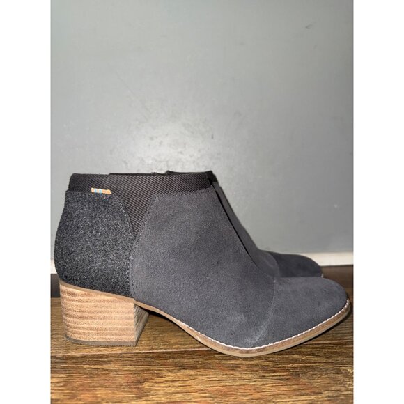 Tom’s Loren Suede Gray Ankle Heeled Boots Bootie Size 7.5 - Picture 2 of 14